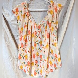 Pastel Floral Drape Tie Back Top